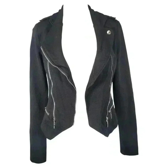 Alt. B Black Knit Moto Biker Motorcycle Jacket Size Small Grunge - Picture 10 of 14